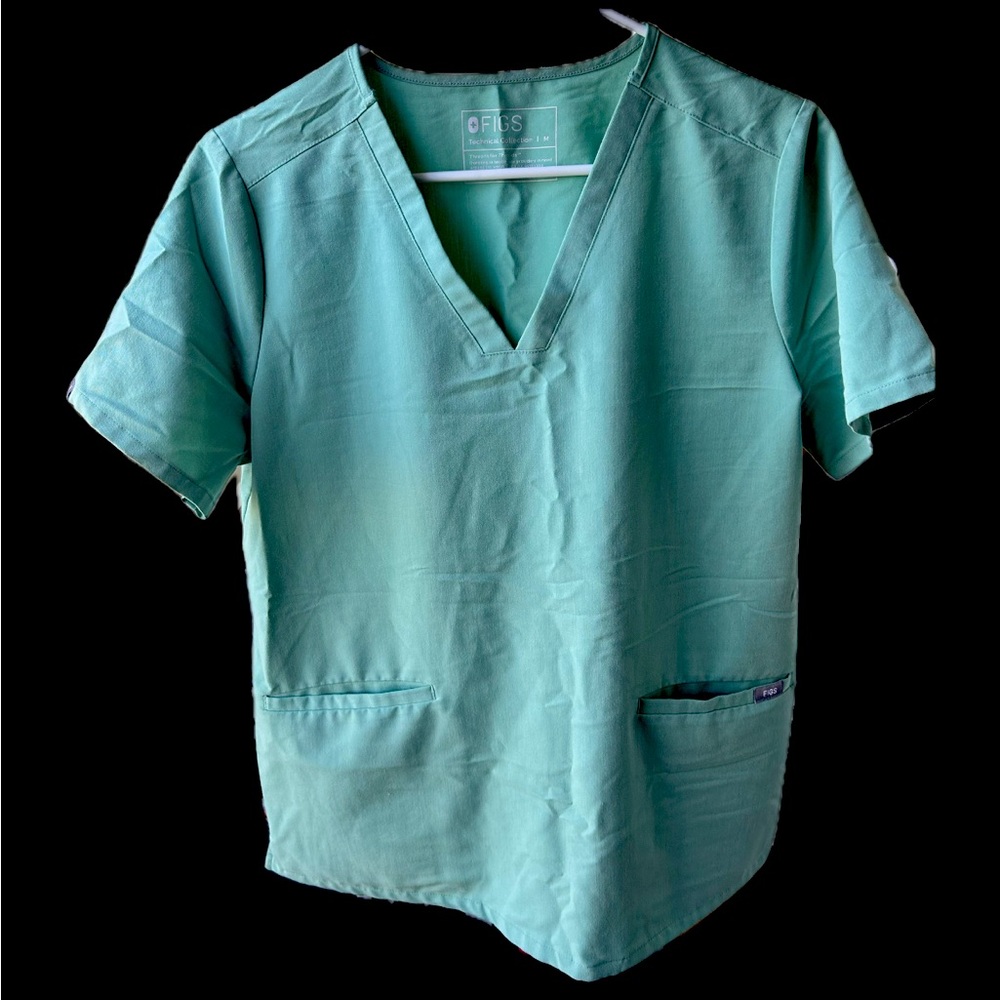 Green V-Neck Scrub Top